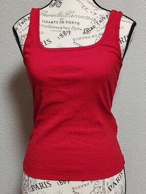 FABLETICS Daily Rib Square Neck Tank Red - Medium - NWT NEW